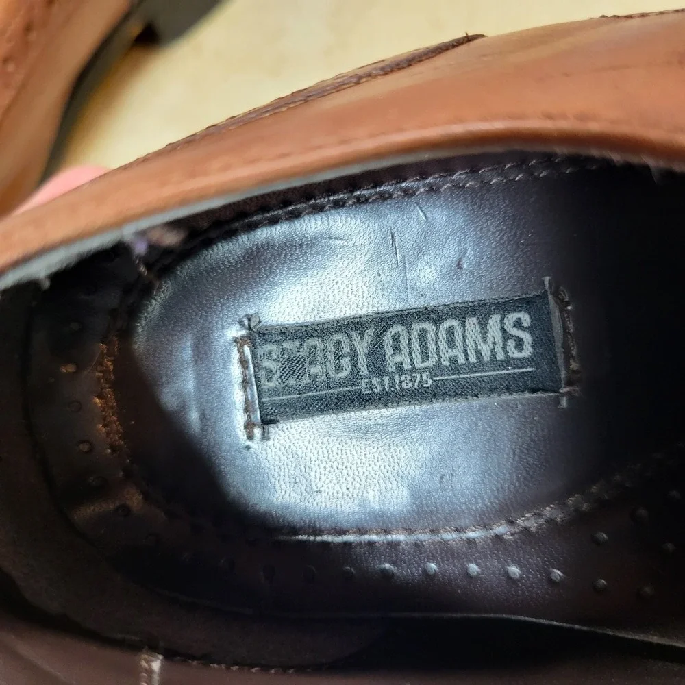 Stacy Adams Brown Toe Cap Brogueing Leather Tie Front Oxford Shoe‎ 10 1/2 M